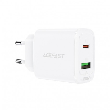 Acefast wall charger USB Type C / USB 20W, PPS, PD, QC 3.0, AFC, FCP white (A25 white)