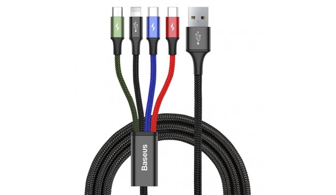 Baseus cable USB 4in1 Lightning / 2x USB Type C / micro USB cable in nylon braid 3.5A 1.2m black (CA