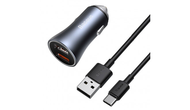 Baseus Golden Contactor Pro fast car charger 2x USB 40 W Quick Charge SCP FCP AFC + USB cable - USB 