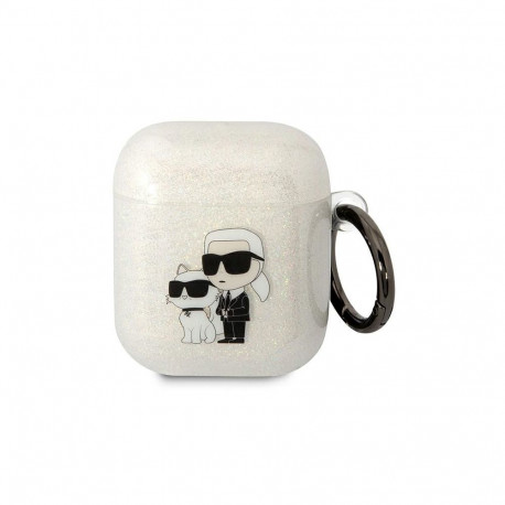 Karl Lagerfeld KLA2HNKCTGT Airpods 1/2 cover transparent Gliter Karl&Choupette