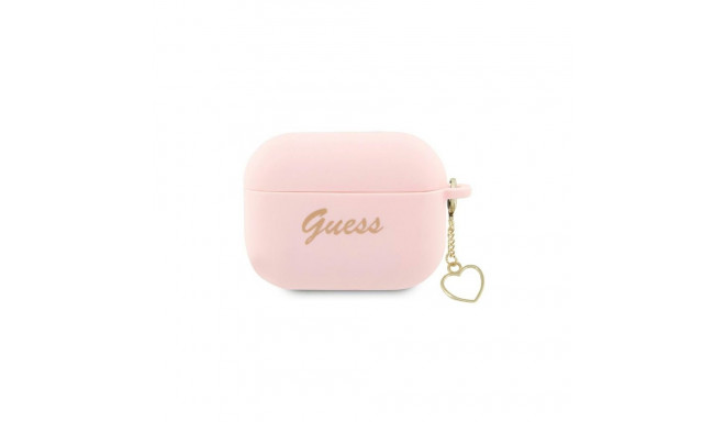 Guess GUAP2LSCHSP AirPods Pro 2 cover pink/pink Silicone Charm Heart Collection