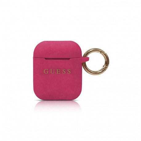 Guess GUACCSILGLFU AirPods cover fuchsia / fuchsia Silicone Glitter
