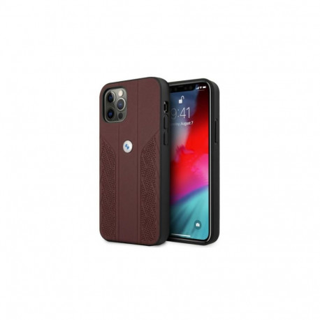 BMW Leather Curve Perforate Case for iPhone 12 Pro Max - Red