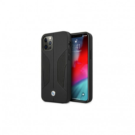 BMW Leather Perforated Sides Case for iPhone 12 Pro Max - Black