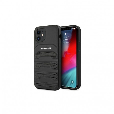 AMG Leather Debossed Lines case for iPhone 12 mini - black