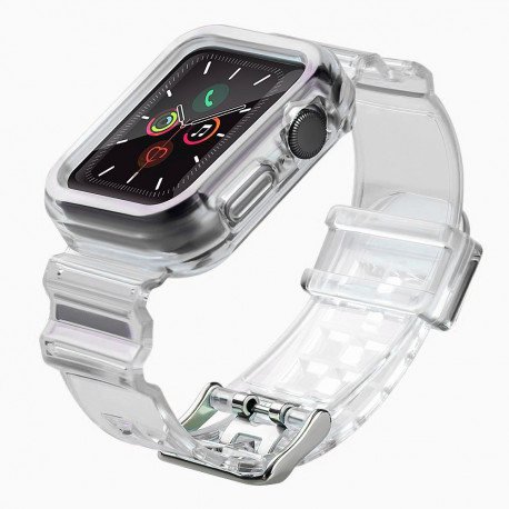 Silicone Band Strap Bracelet Case Strap Light Set for Apple Watch 40mm - Black