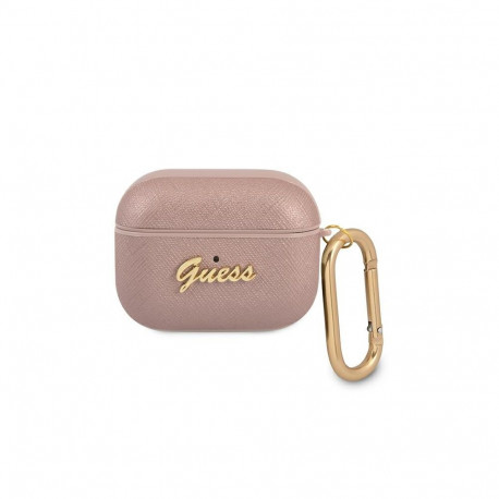 Guess GUAPSASMP AirPods Pro cover pink/pink Saffiano Script Metal Collection