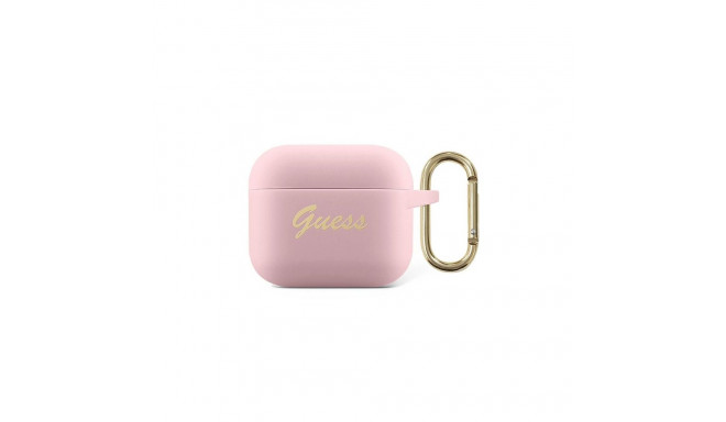Guess GUA3SSSI AirPods 3 cover pink/pink Silicone Vintage Script