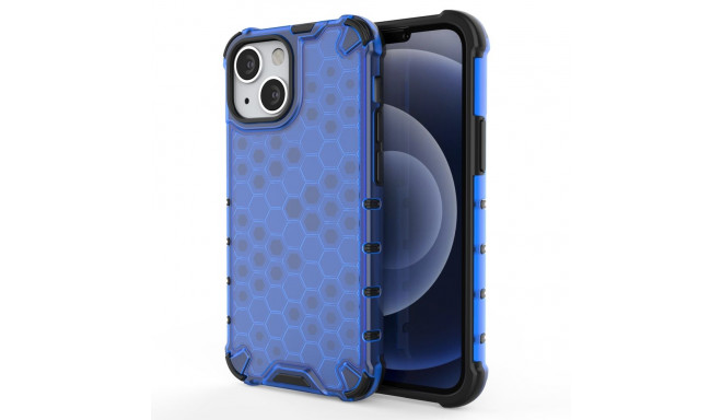 Honeycomb Case armor cover with TPU Bumper for iPhone 13 mini blue