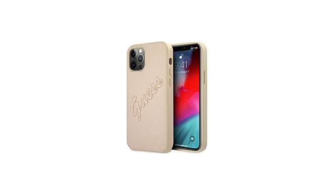 Guess GUHCP12LRSAVSLG iPhone 12 Pro Max 6.7" gold/gold hardcase Saffiano Vintage Script