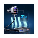 Joyroom fast car charger 5x USB 6.2 A with extension cable black (JR-CL03)