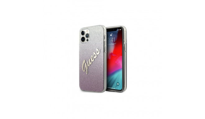 Guess GUHCP12LPCUGLSPI iPhone 12 Pro Max 6.7" pink/pink hardcase Glitter Gradient Script