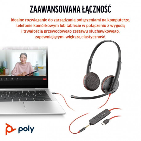 Poly Blackwire 3225 stereo USB-C +USB-A +3,5 mm