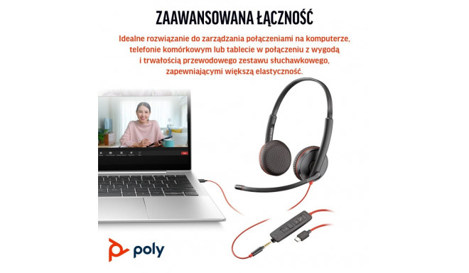Poly Blackwire 3225 Stereo USB-C +USB-A +3,5mm