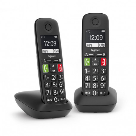 Gigaset E290 Duo juhtmeta DECT telefon must