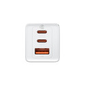 GaN 2xUSB C 1xUSB 65W fast charger Baseus GaN5 Pro + USB C - USB C 100W cable - white