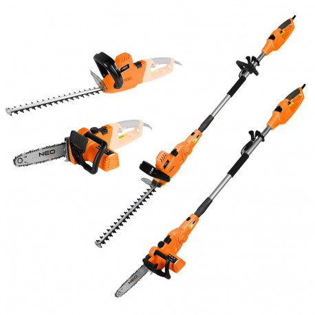 Aiaseade 2-ühes pikendusega kettsaag 750W 250mm + hekktrimmer 550W 460mm