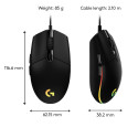MOUSE USB OPTICAL G203/BLACK 910-005796 LOGITECH