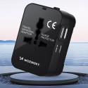 Wozinsky WUTWC travel adapter universal 24W EU / US / AUS / UK / 2x USB-A - black