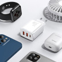 Baseus Compact fast charger 2x USB / USB Type C 30W 3A Power Delivery Quick Charge white (CCXJ-E02)