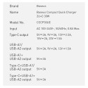 Baseus Compact fast charger 2x USB / USB Type C 30W 3A Power Delivery Quick Charge white (CCXJ-E02)