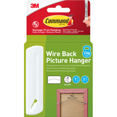3M picture hanger Command Wire 1 Hook+2 Strips, white