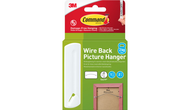 3M picture hanger Command Wire 1 Hook+2 Strips, white