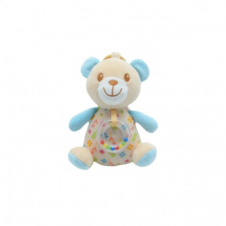 Music box Teddy bear beige and blue 20 cm