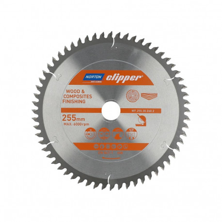 NORTON ketassaag 255mm x 30mm x 60z puit ja komposiidid ATB neg (3.2 / 2.2)