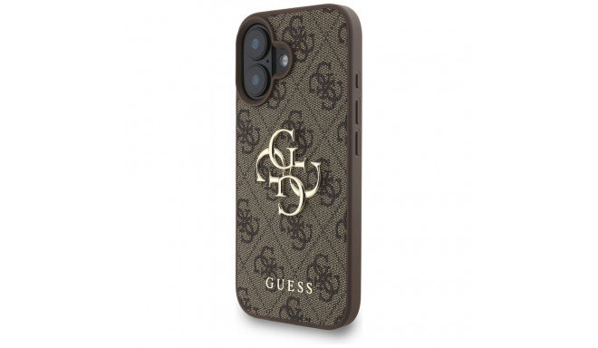 Guess 4G Strap 4G klassikalise logoga ümbris iPhone 16 pruun