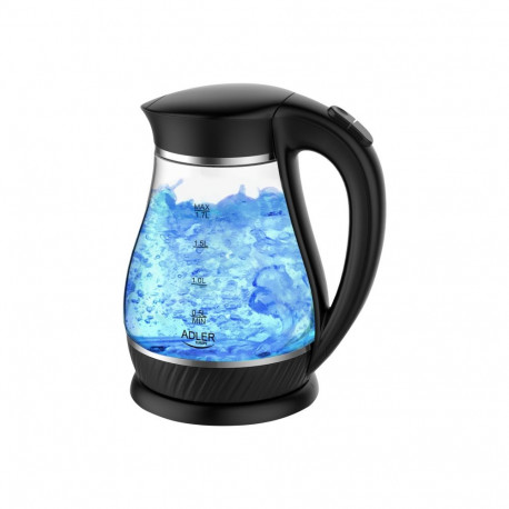 Adler | Kettle | AD 1274 | Standard | 2200 W | 1.7 L | Plastic/Glass | 360° rotational base | Black/