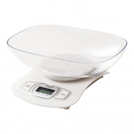 Adler AD 3137 Kitchen scales, Capacity 5 kg , Graduation 1g, Big LCD Display, Auto-zero/Auto-off, La