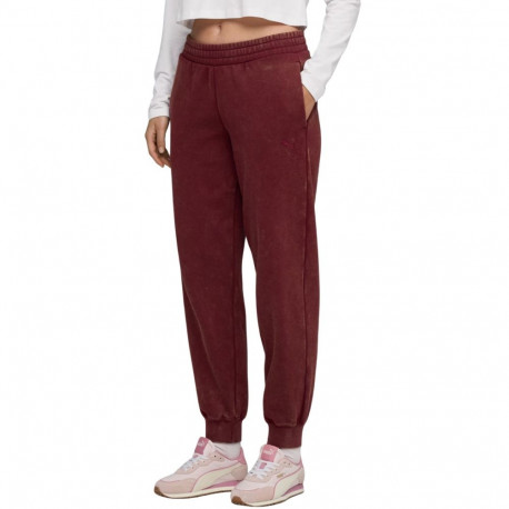 Spodnie damskie Puma ESS Elevated Comfort Wash Sweatpants bordowe 688104 96 M