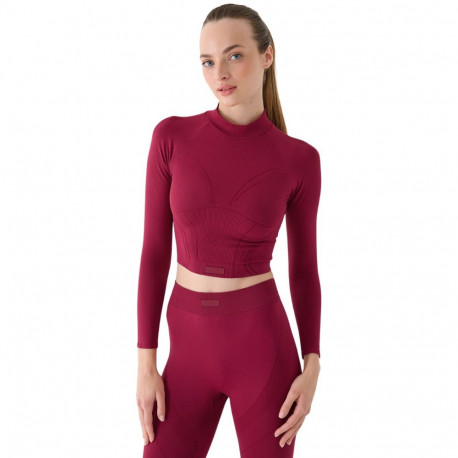 4F naiste pikkade varrukatega särk FNK F483 4FRAW24TFLOF483 60S M/L, burgundiapunane