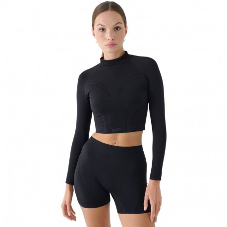 Koszulka damska 4F Longsleeve FNK F483 głęboka czerń 4FRAW24TFLOF483 20S XS/S