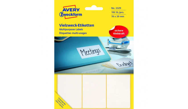 Kleebisetikett käsitisi kirjutamiseks AVERY Zweckform 76x39mm 192 tk (3329)
