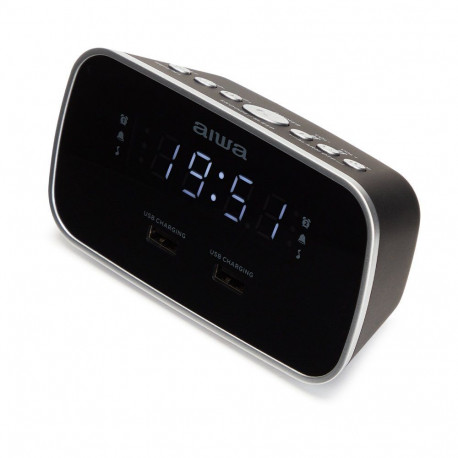 Aiwa CRU-19BK Alarm Clock Radio 2x USB