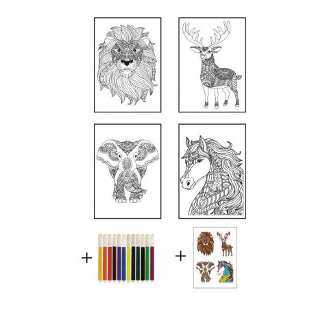 Joonistuskomplekt Loomad, 4 postrit