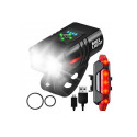 Elight Bike Headlamp 1600lm Waterproof USB Rechargeable with Rear Light&Dual 18650 Battery Black