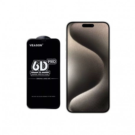 iLike - 6D Full face Glue 9H Tempered glass for Apple iPhone 15 Plus with Black frame
