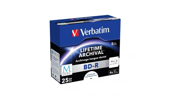 Verbatim M-Disc BD-R Inkjet printable 5 Pack Jewel Case 43823