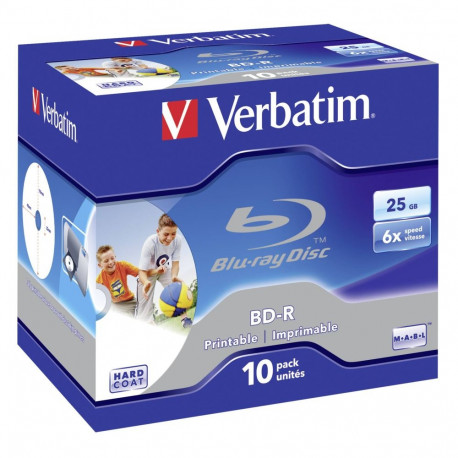 1x10 Verbatim BD-R Blu-Ray 25GB 6x Speed, printable, Jewel Case