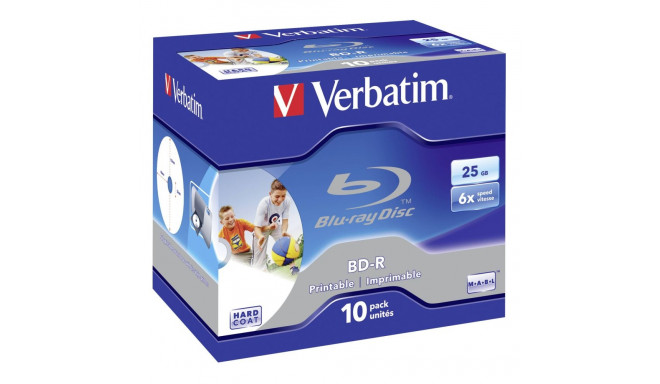 1x10 Verbatim BD-R Blu-Ray 25GB 6x Speed, printable, Jewel Case
