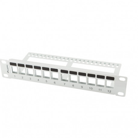 PATCH PANEL BLANK 12 PORT 1U WITH ORGANIZER FOR KEYSTONE MODULES GREY LANBERG