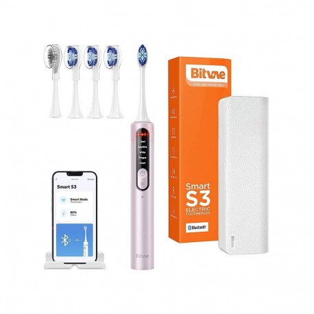Sonic toothbrush with app, tips set and travel etui S3 (pink)