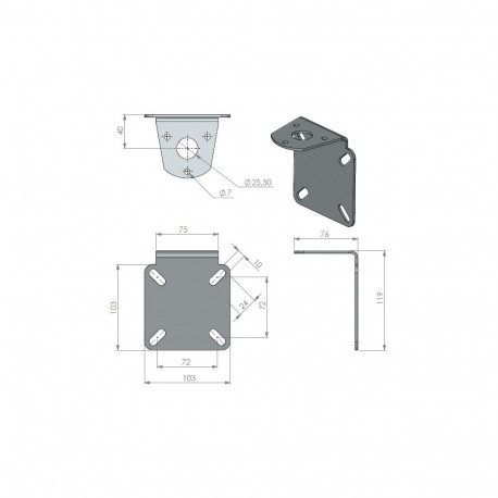 10000-173 Stainless steel bracket for pole or wall mounting (Ø 25 mm)