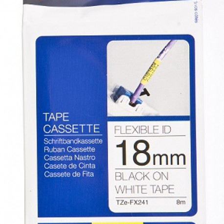BROTHER TZEFX241 18 BLACK ON WHITE FLEX