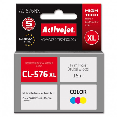Activejet AC-576NX Canon printeri tindikassett, asendus Canon CL-576XL, Supreme, 15 ml, värviline: s