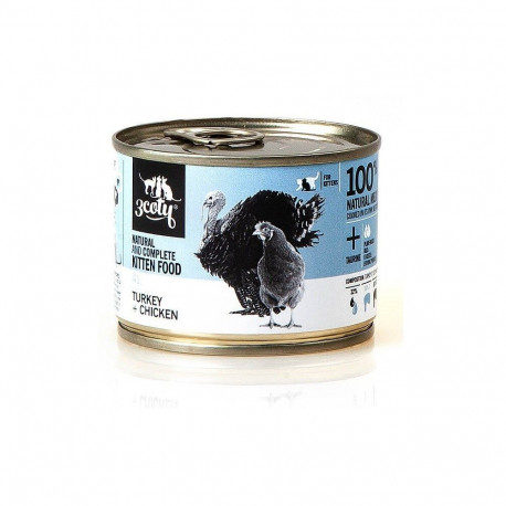 3COTY 41. kalkuni- ja kanaga kassipoegadele märg kassitoit 180g