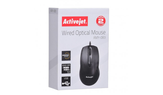 Activejet AMY-083 Mouse wired USB (optical; 1000 DPI; black)